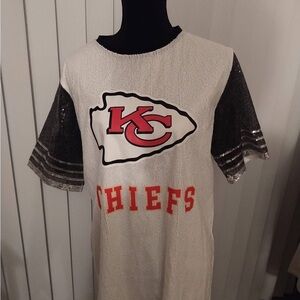 NFL Chiefs White and Black Sequin Top
